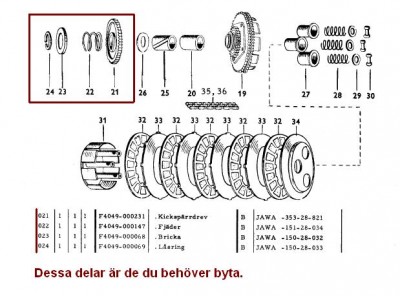 Kickspärrdrev, delar vid utbyte.JPG