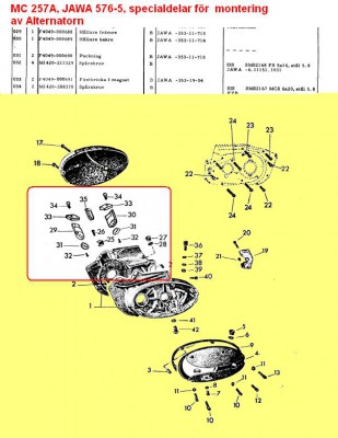 MC 257A, JAWA 579-5, Delar till montering av Alternator.JPG